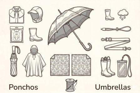 Rain Accessories (Ponchos, Umbrellas)