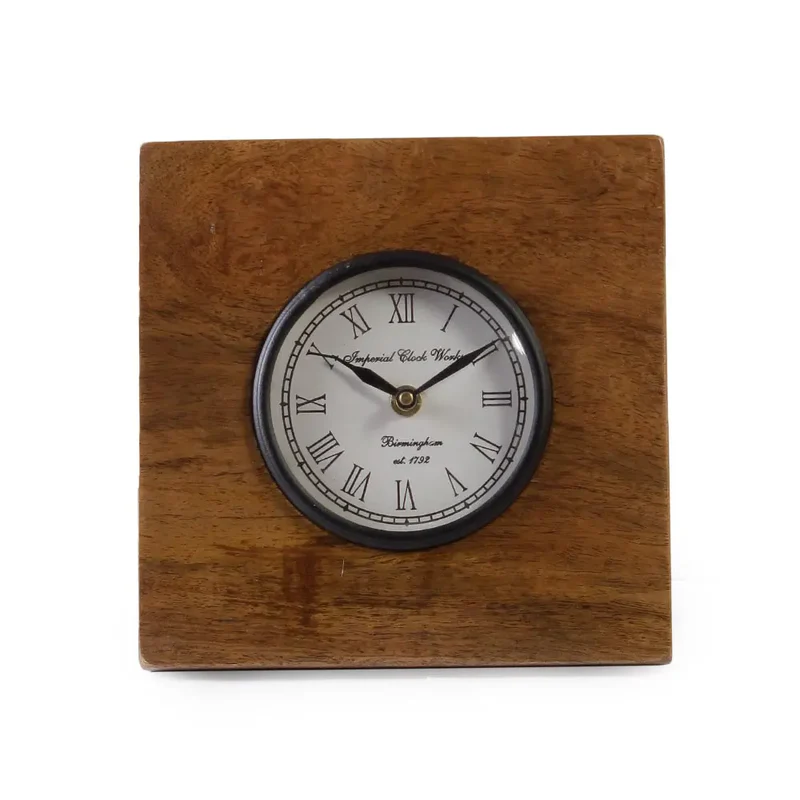 Wooden Square Table Clock