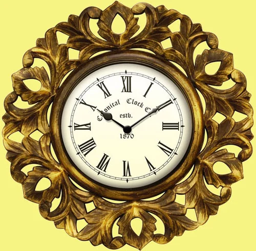 Carved Wooden Wall Clock