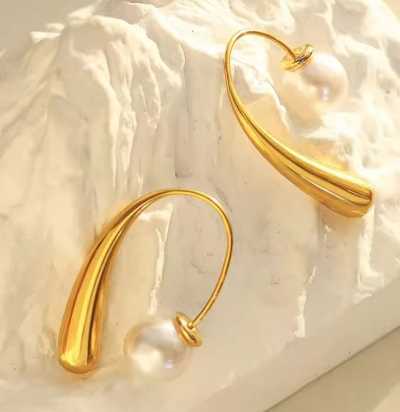 Gold Plated Pearl Earrings