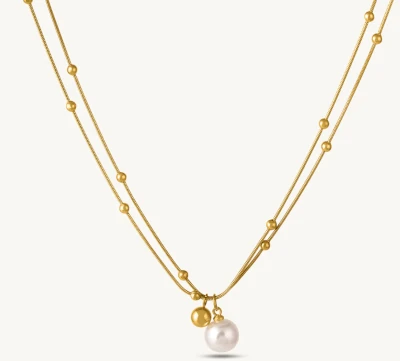 Golden Pearl Drop Necklace