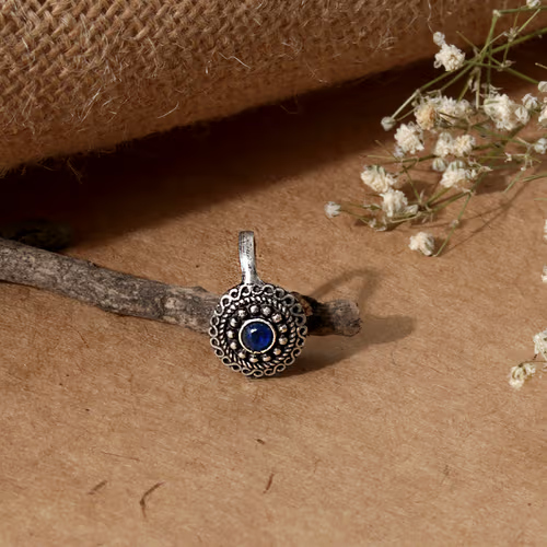 Oxidized Silver Nose Ring Tribal Pattern Supplier