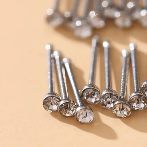 Rhodium Nose Stud 20G Crystal Stone Supplier