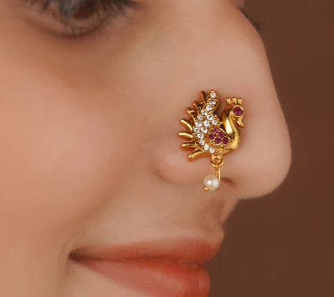Temple Nose Pin Floral Gold Plated Supplier