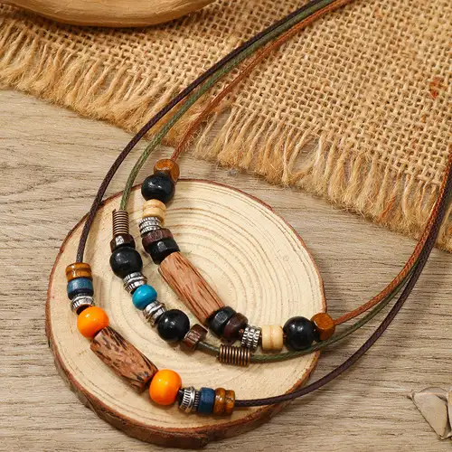 Wooden Beads Necklace 12mm Natural Handmade Supplier