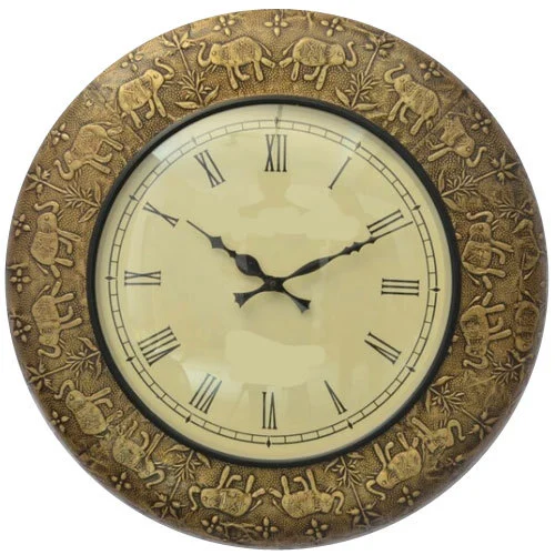Wooden Clock with Brass Finish