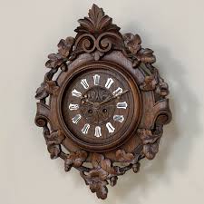 Wooden Clock with Carved Detailing