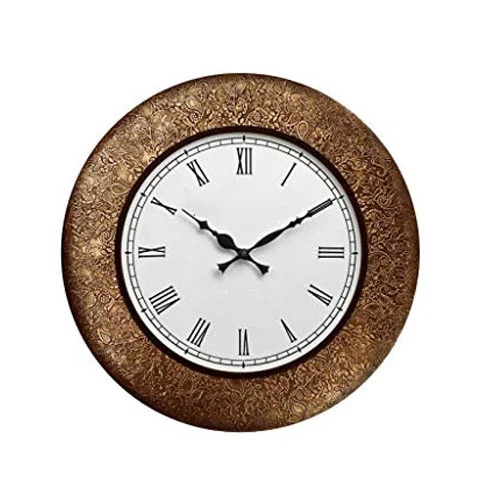Wooden Clock with Copper Finish