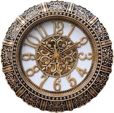 Wooden Clock with Gold Finish