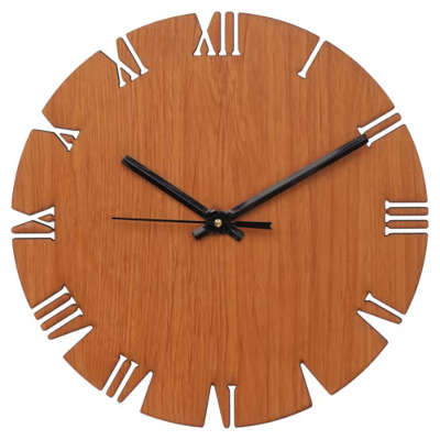 Wooden Clock with Roman Numerals